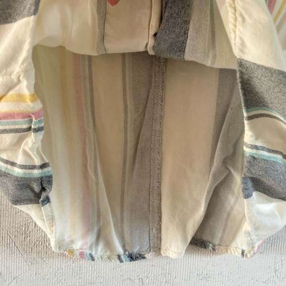 Style Envy Cropped Colorful Striped Button-Down Tie Front Blouse Single Stitch S - Picture 4 of 16